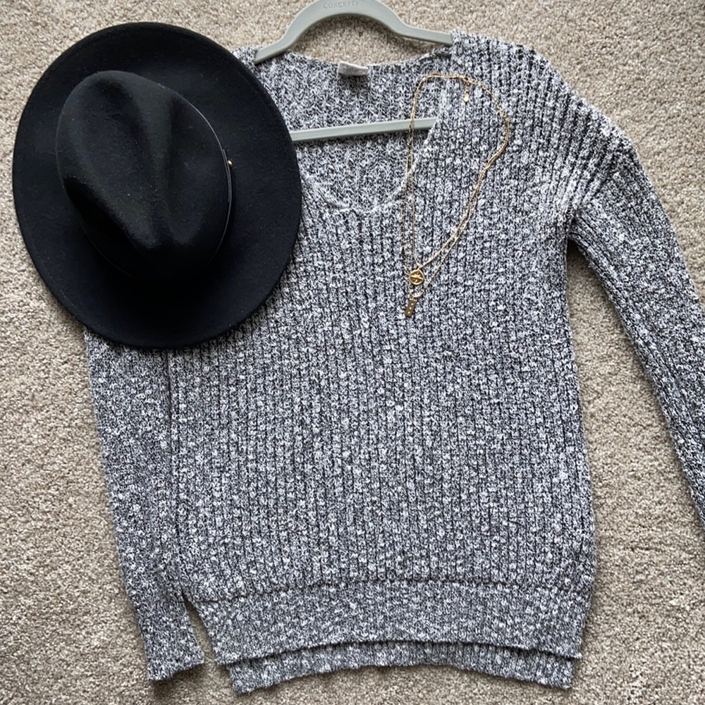 V-Neck Ribbed Sweater